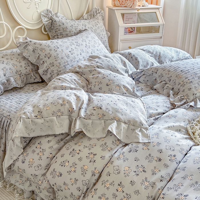 91家纺网 家纺一手货源 找家纺 网红馆（ck家纺）2025新款针织印花床裙四件套 春序