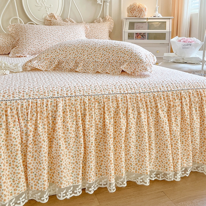 91家纺网 家纺一手货源 找家纺 网红馆（ck家纺）2025新款针织印花床裙四件套 暖阳绿意