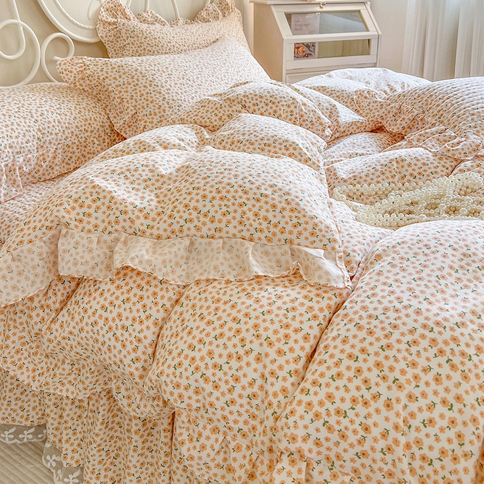 91家纺网 家纺一手货源 找家纺 网红馆（ck家纺）2025新款针织印花床裙四件套 暖阳绿意