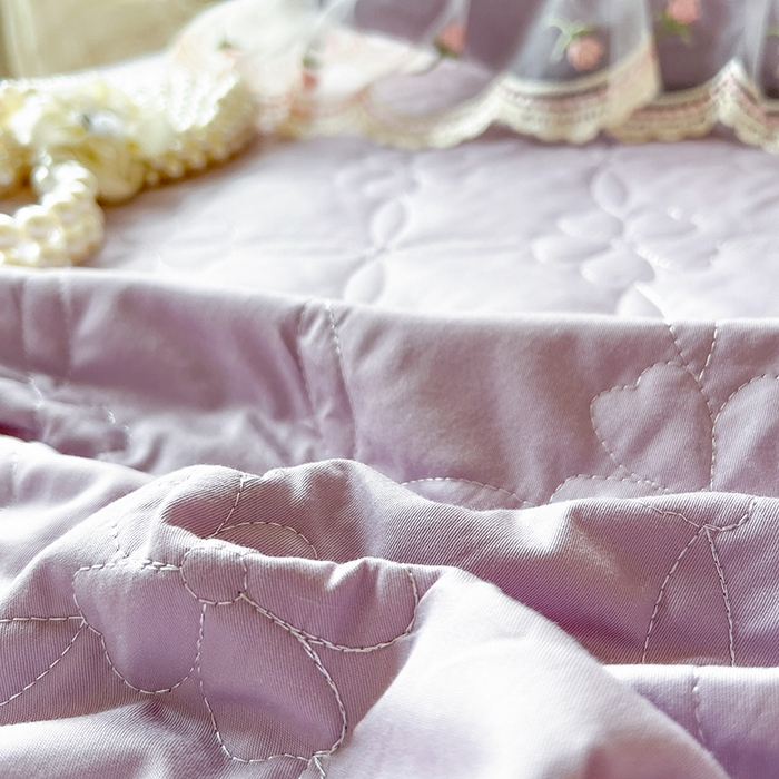 91家纺网 家纺一手货源 找家纺 麒豆豆 2025新款全棉蕾丝边床裙款床笠-晨暮花间 晨暮花间-浅紫