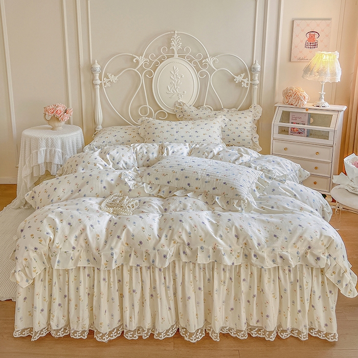 网红馆（ck家纺）2025新款针织印花床裙四件套 优朵