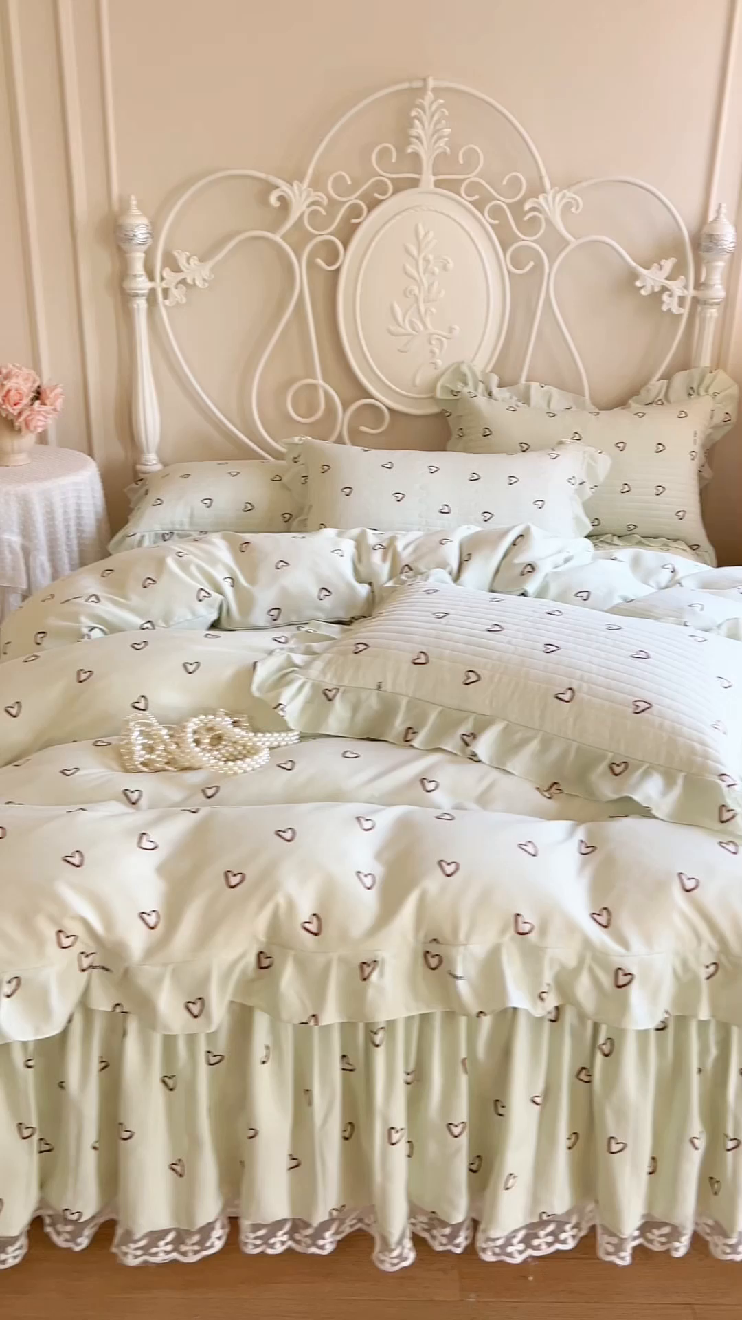 91家纺网 家纺一手货源 找家纺 网红馆（ck家纺）2025新款针织印花床裙四件套 薄荷甜心