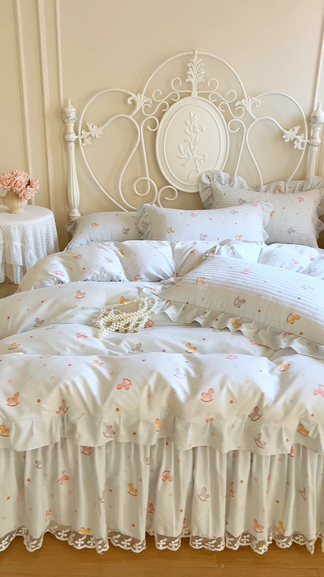 91家纺网 家纺一手货源 找家纺 网红馆（ck家纺）2025新款针织印花床裙四件套 小木马