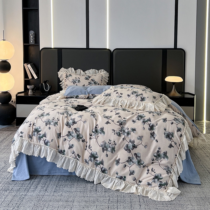 91家纺网 家纺一手货源 找家纺 亨通家纺 2025新款原麻镂空宽花边四件套-花卉系列 木棉花开