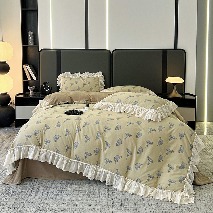 91家纺网 家纺一手货源 找家纺 亨通家纺 2025新款原麻镂空宽花边四件套-花卉系列 柔梦漫歌