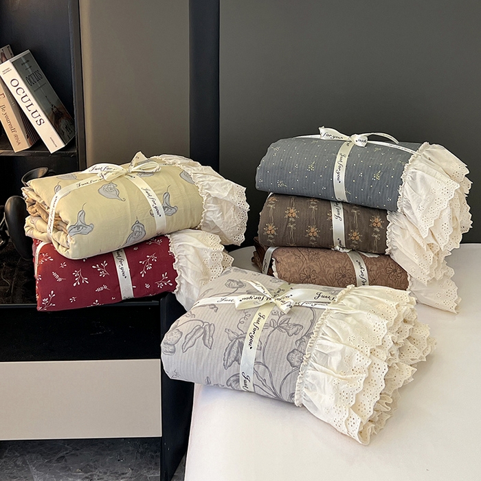 91家纺网 家纺一手货源 找家纺 亨通家纺 2025新款原麻镂空宽花边四件套-花卉系列 组合图仅供展示