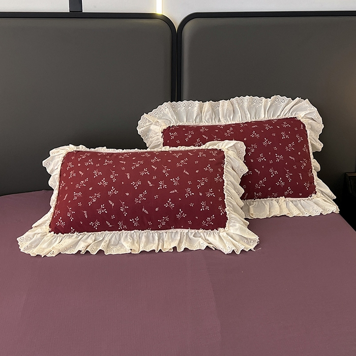 91家纺网 家纺一手货源 找家纺 亨通家纺 2025新款原麻镂空宽花边四件套-花卉系列 绯色花蔓