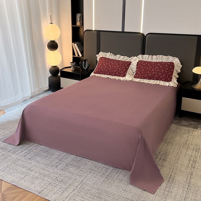 91家纺网 家纺一手货源 找家纺 亨通家纺 2025新款原麻镂空宽花边四件套-花卉系列 绯色花蔓