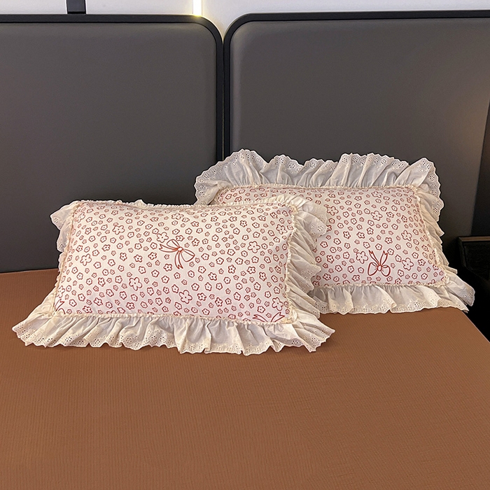 91家纺网 家纺一手货源 找家纺 亨通家纺 2025新款原麻镂空宽花边四件套-花卉系列 蝴蝶结花-橘