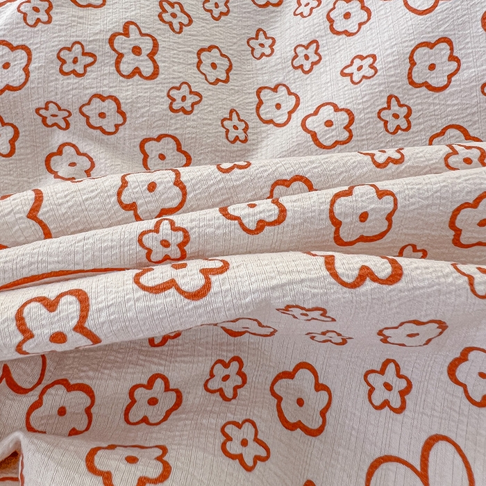 91家纺网 家纺一手货源 找家纺 亨通家纺 2025新款原麻镂空宽花边四件套-花卉系列 蝴蝶结花-橘