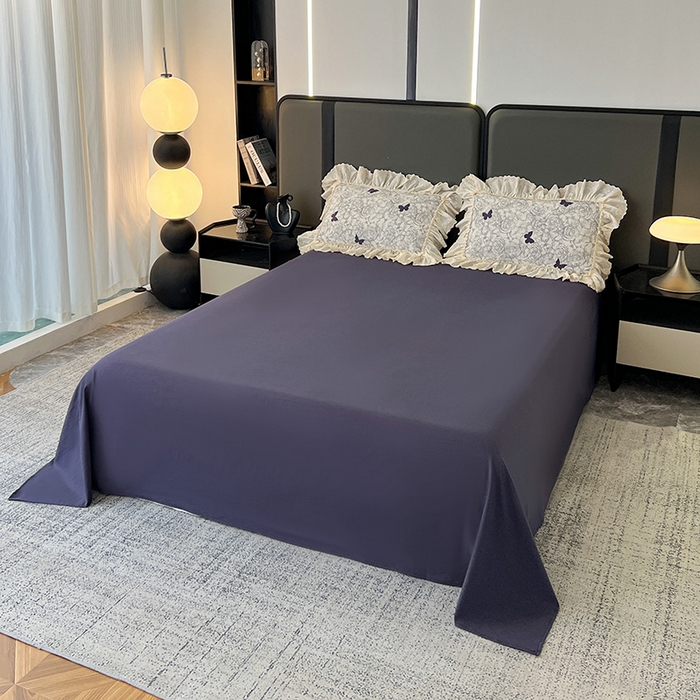 91家纺网 家纺一手货源 找家纺 亨通家纺 2025新款原麻镂空宽花边四件套-花卉系列 蝴蝶玫瑰