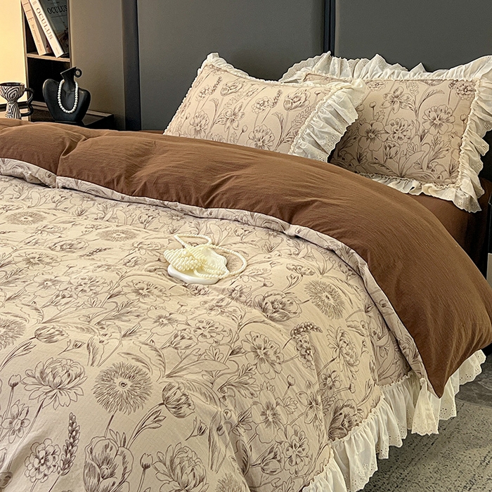 91家纺网 家纺一手货源 找家纺 亨通家纺 2025新款原麻镂空宽花边四件套-花卉系列 花蔓织梦