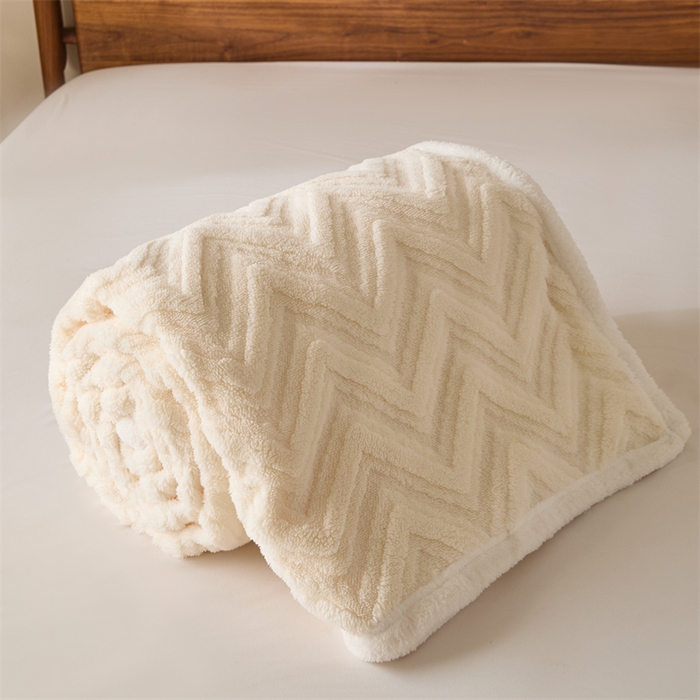 91家纺网 家纺一手货源 找家纺 梵心家纺 2025新款塔芙绒三层提花毛毯舒棉绒剪花双面毯子盖毯320g高克重毛毯-直播跨境电商 香草米