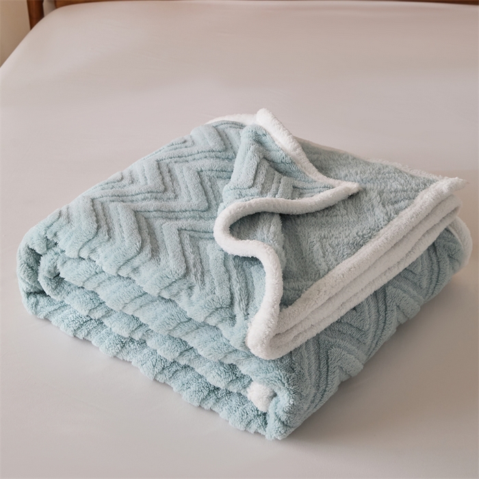 91家纺网 家纺一手货源 找家纺 梵心家纺 2025新款塔芙绒三层提花毛毯舒棉绒剪花双面毯子盖毯320g高克重毛毯-直播跨境电商 星云蓝