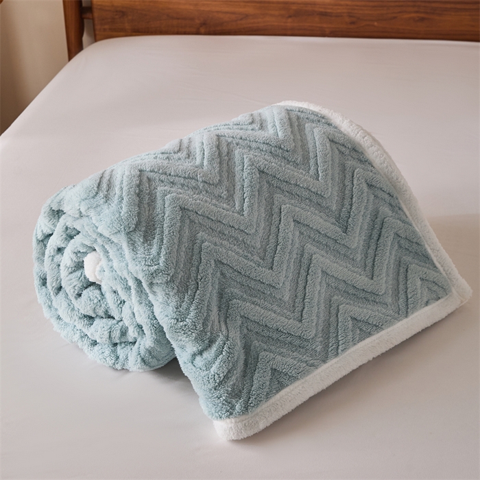 91家纺网 家纺一手货源 找家纺 梵心家纺 2025新款塔芙绒三层提花毛毯舒棉绒剪花双面毯子盖毯320g高克重毛毯-直播跨境电商 星云蓝