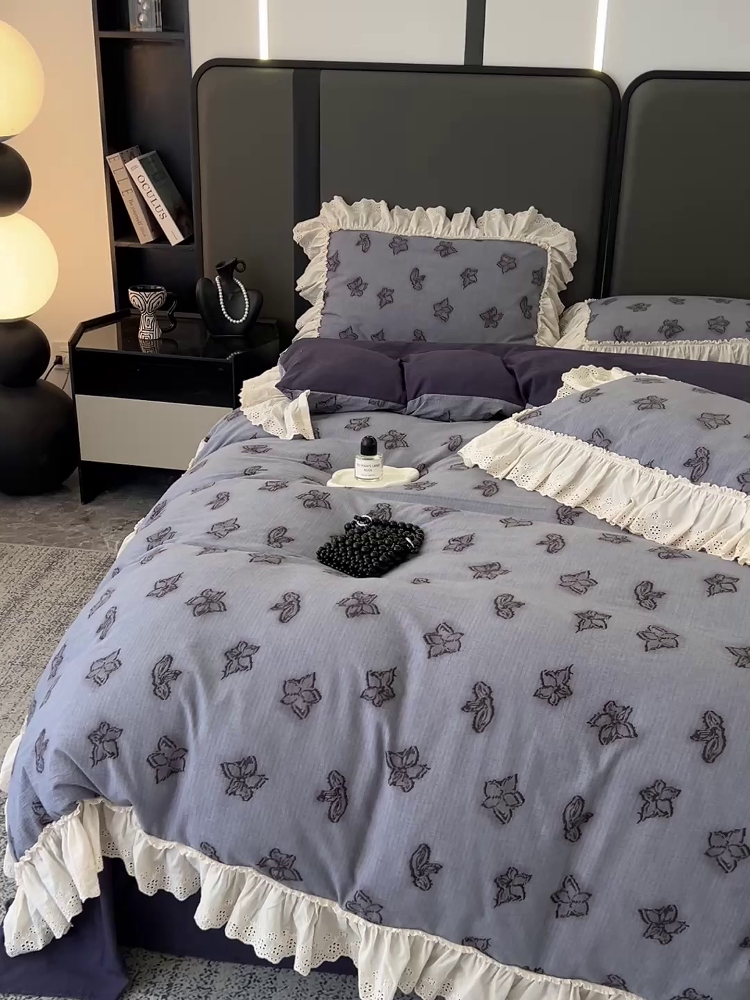 91家纺网 家纺一手货源 找家纺 亨通家纺 2025新款原麻镂空宽花边四件套-花卉系列 梦幻花兰