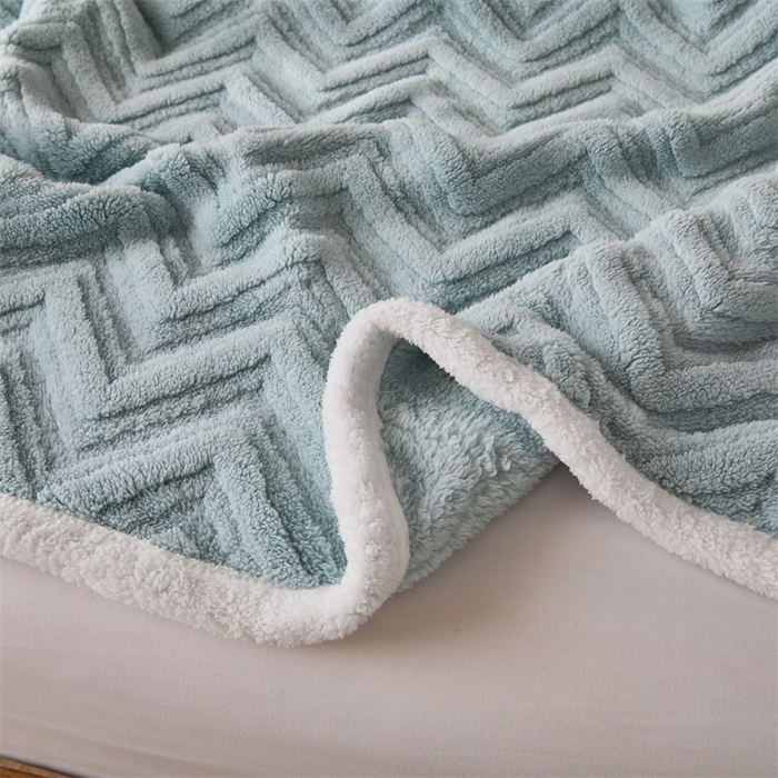 91家纺网 家纺一手货源 找家纺 梵心家纺 2025新款塔芙绒三层提花毛毯舒棉绒剪花双面毯子盖毯320g高克重毛毯-直播跨境电商 星云蓝