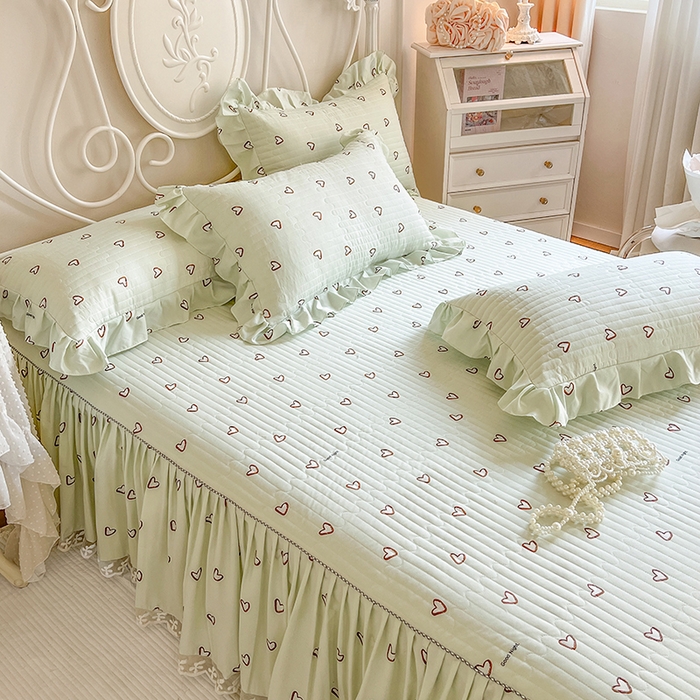 91家纺网 家纺一手货源 找家纺 网红馆2025新款针织印花单床裙 薄荷甜心