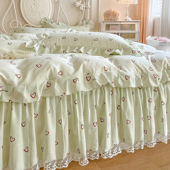 91家纺网 家纺一手货源 找家纺 网红馆2025新款针织印花单床裙 薄荷甜心