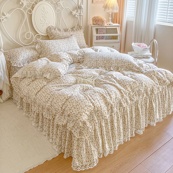 91家纺网 家纺一手货源 找家纺 网红馆2025新款针织印花单床裙 草莓花