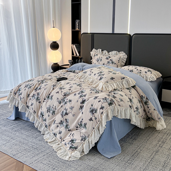 91家纺网 家纺一手货源 找家纺 亨通家纺 2025新款原麻镂空宽花边四件套-花卉系列 木棉花开