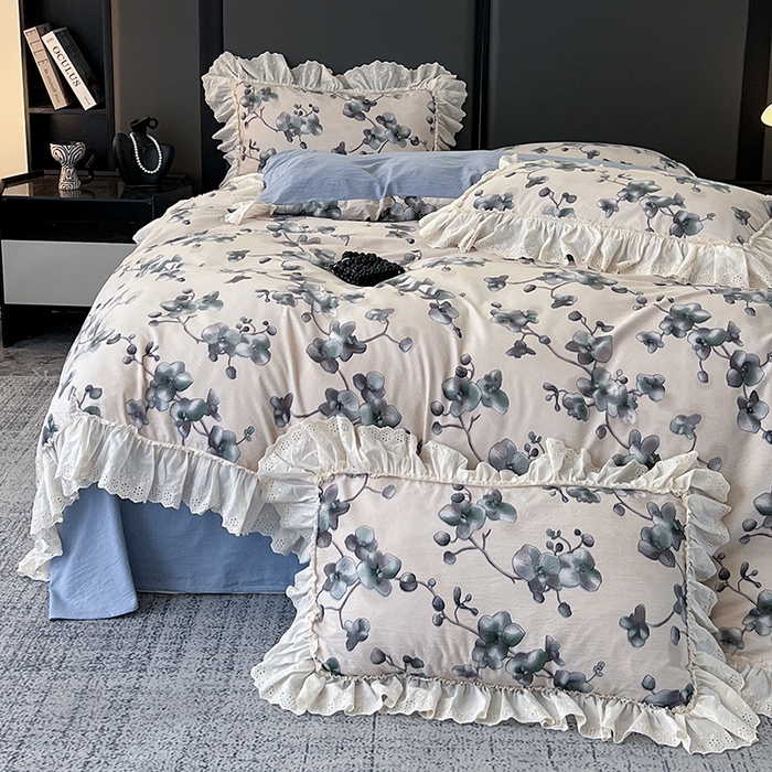 91家纺网 家纺一手货源 找家纺 亨通家纺 2025新款原麻镂空宽花边四件套-花卉系列 木棉花开