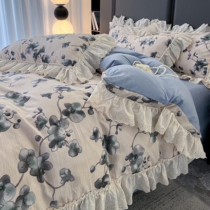 91家纺网 家纺一手货源 找家纺 亨通家纺 2025新款原麻镂空宽花边四件套-花卉系列 木棉花开