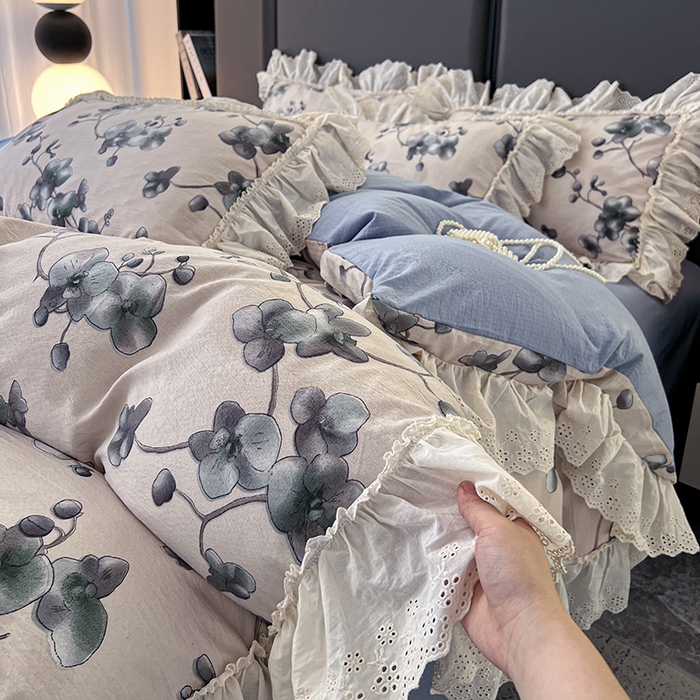 91家纺网 家纺一手货源 找家纺 亨通家纺 2025新款原麻镂空宽花边四件套-花卉系列 木棉花开