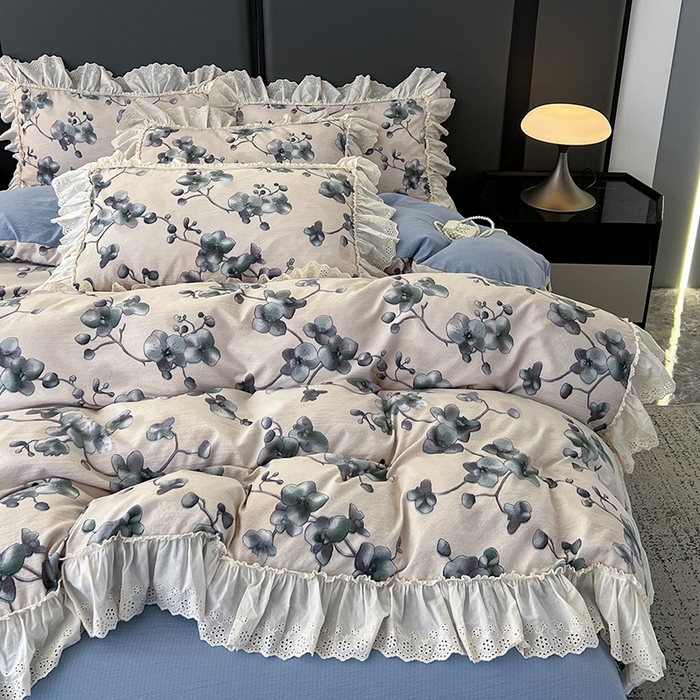 91家纺网 家纺一手货源 找家纺 亨通家纺 2025新款原麻镂空宽花边四件套-花卉系列 木棉花开