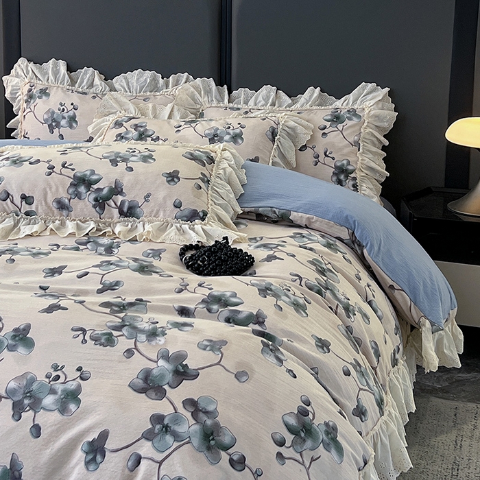 91家纺网 家纺一手货源 找家纺 亨通家纺 2025新款原麻镂空宽花边四件套-花卉系列 木棉花开