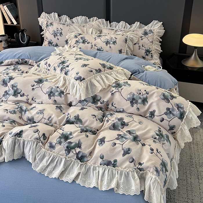 91家纺网 家纺一手货源 找家纺 亨通家纺 2025新款原麻镂空宽花边四件套-花卉系列 木棉花开