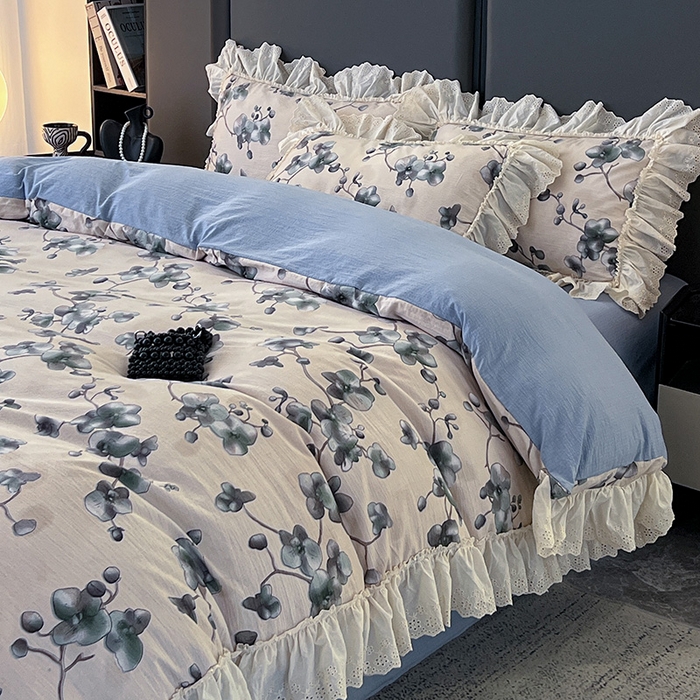 91家纺网 家纺一手货源 找家纺 亨通家纺 2025新款原麻镂空宽花边四件套-花卉系列 木棉花开