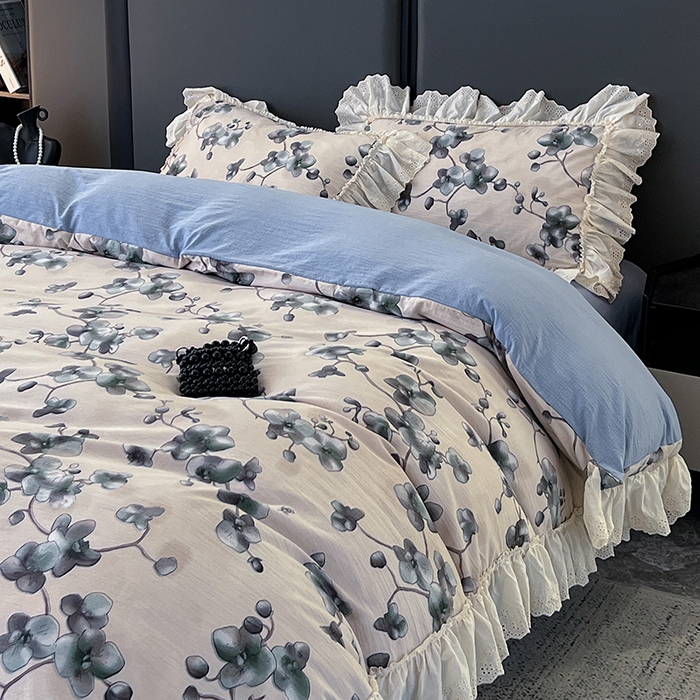 91家纺网 家纺一手货源 找家纺 亨通家纺 2025新款原麻镂空宽花边四件套-花卉系列 木棉花开