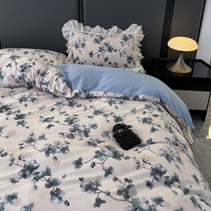 91家纺网 家纺一手货源 找家纺 亨通家纺 2025新款原麻镂空宽花边四件套-花卉系列 木棉花开