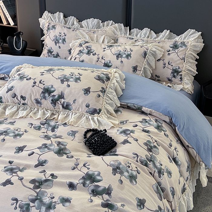 91家纺网 家纺一手货源 找家纺 亨通家纺 2025新款原麻镂空宽花边四件套-花卉系列 木棉花开