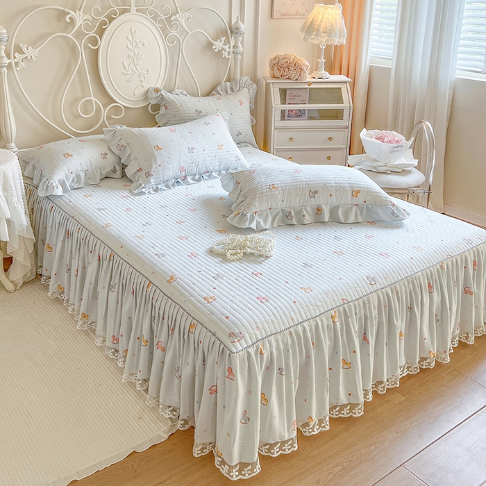 91家纺网 家纺一手货源 找家纺 网红馆2025新款针织印花单床裙 小木马