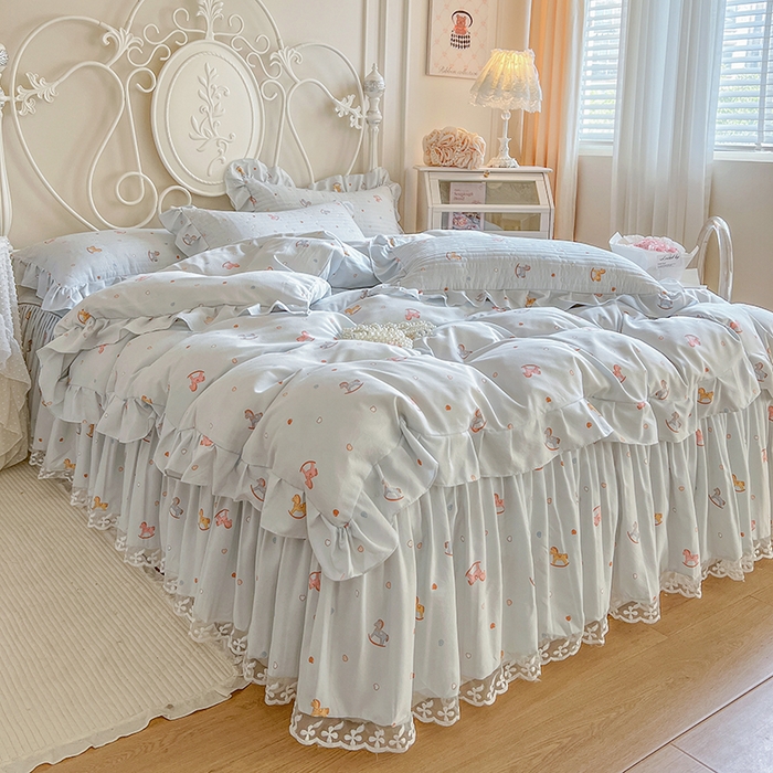 91家纺网 家纺一手货源 找家纺 网红馆2025新款针织印花单床裙 小木马