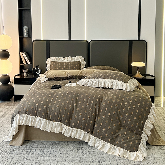 亨通家纺 2025新款原麻镂空宽花边四件套-花卉系列 暮花眠曲