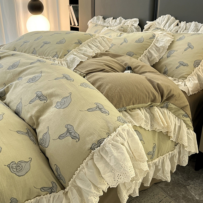 91家纺网 家纺一手货源 找家纺 亨通家纺 2025新款原麻镂空宽花边四件套-花卉系列 柔梦漫歌