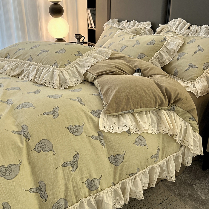 91家纺网 家纺一手货源 找家纺 亨通家纺 2025新款原麻镂空宽花边四件套-花卉系列 柔梦漫歌