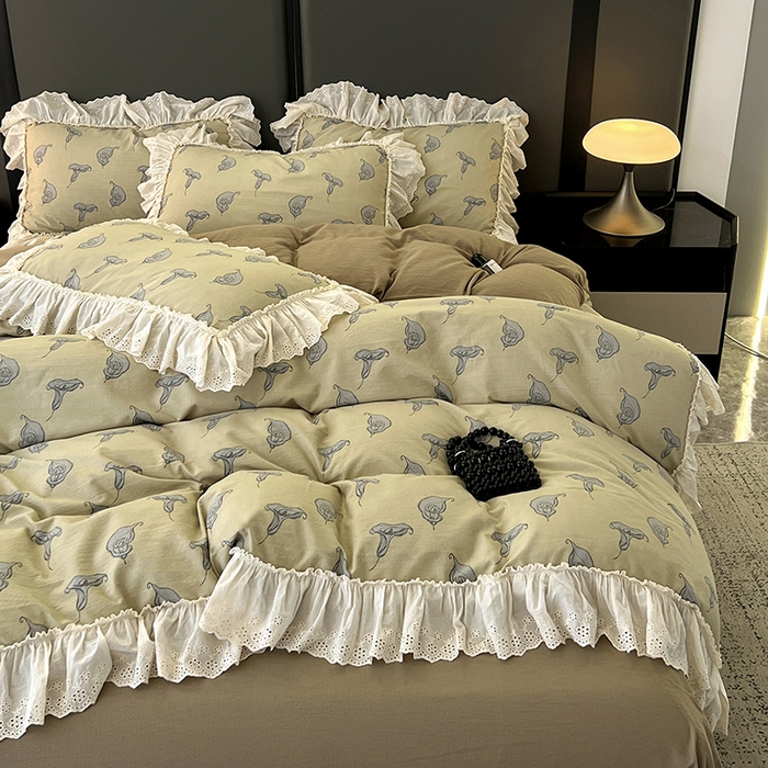 91家纺网 家纺一手货源 找家纺 亨通家纺 2025新款原麻镂空宽花边四件套-花卉系列 柔梦漫歌