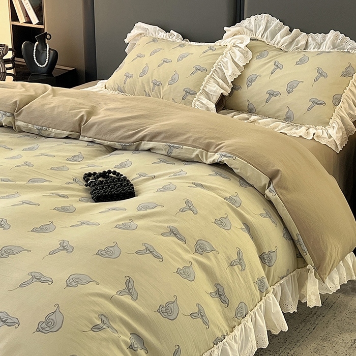 91家纺网 家纺一手货源 找家纺 亨通家纺 2025新款原麻镂空宽花边四件套-花卉系列 柔梦漫歌