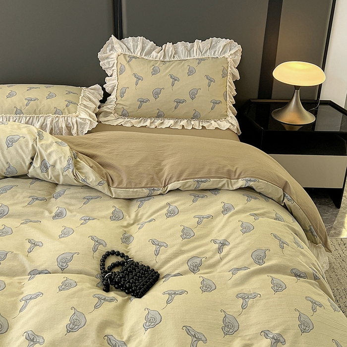 91家纺网 家纺一手货源 找家纺 亨通家纺 2025新款原麻镂空宽花边四件套-花卉系列 柔梦漫歌