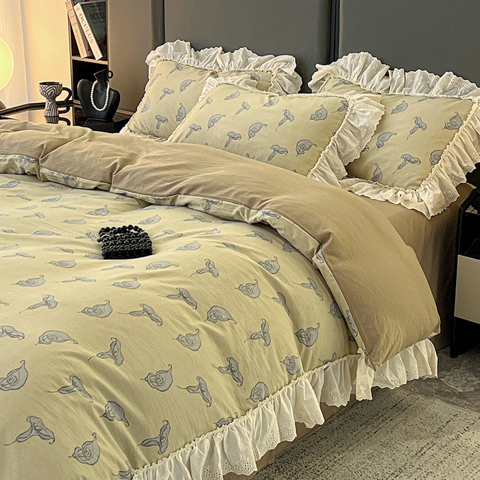 91家纺网 家纺一手货源 找家纺 亨通家纺 2025新款原麻镂空宽花边四件套-花卉系列 柔梦漫歌