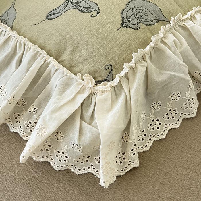 91家纺网 家纺一手货源 找家纺 亨通家纺 2025新款原麻镂空宽花边四件套-花卉系列 柔梦漫歌