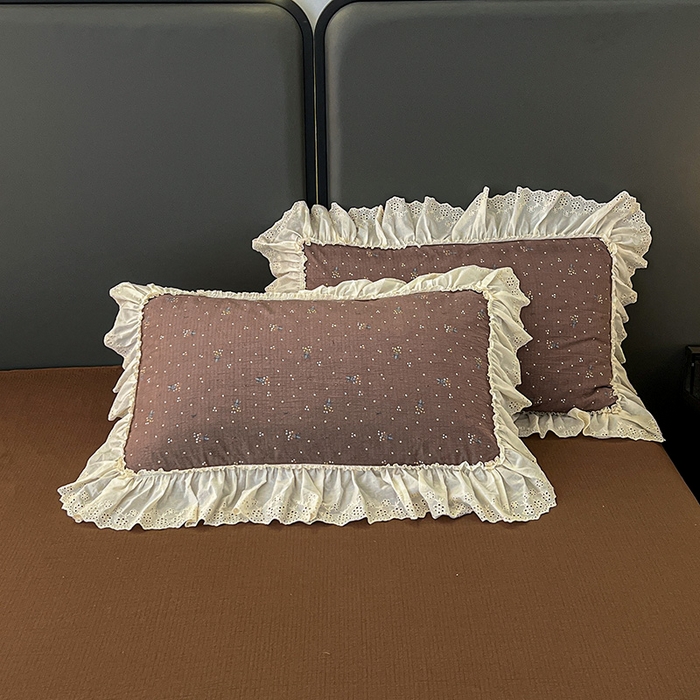 91家纺网 家纺一手货源 找家纺 亨通家纺 2025新款原麻镂空宽花边四件套-花卉系列 碎花絮语-咖