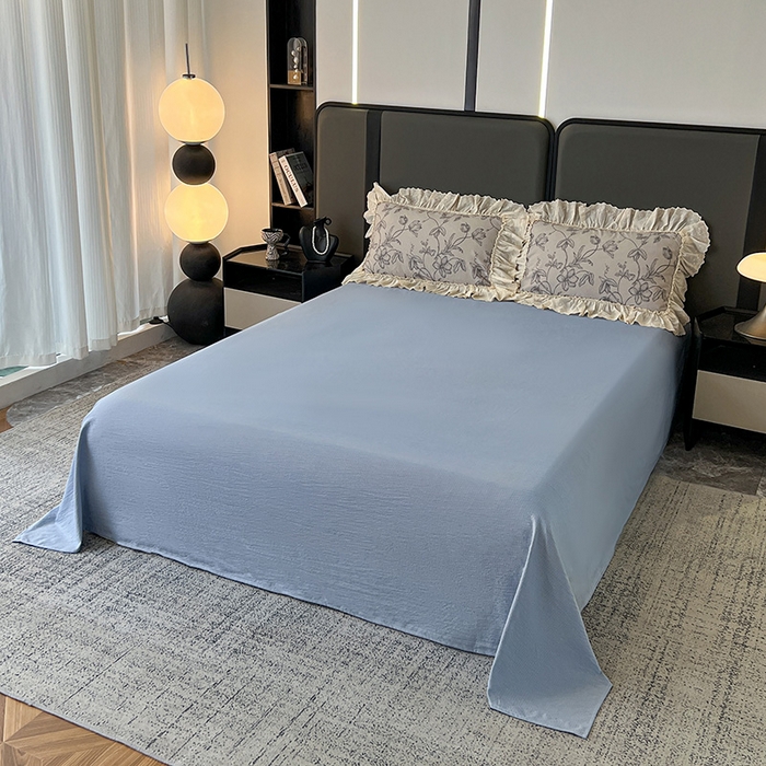 91家纺网 家纺一手货源 找家纺 亨通家纺 2025新款原麻镂空宽花边四件套-花卉系列 一帘幽梦-蓝