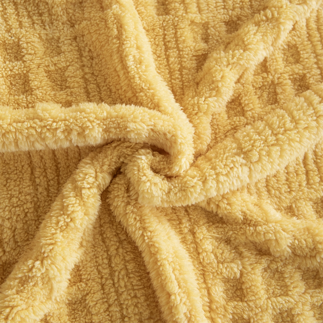 91家纺网 家纺一手货源 找家纺 梵心家纺 2025新款塔芙绒纯色华夫格提花毛毯多功能舒棉绒盖毯午睡毛毯-跨境电商 华夫格-黄色
