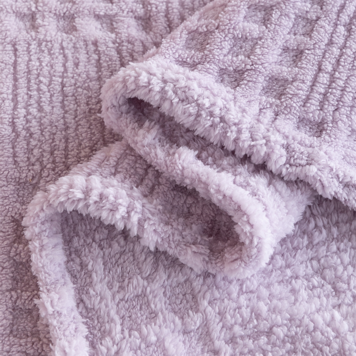 91家纺网 家纺一手货源 找家纺 梵心家纺 2025新款塔芙绒纯色华夫格提花毛毯多功能舒棉绒盖毯午睡毛毯-跨境电商 华夫格-紫色