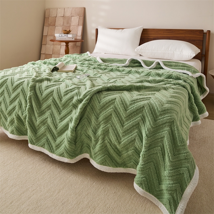 91家纺网 家纺一手货源 找家纺 （总）梵心家纺 2025新款塔芙绒三层提花毛毯舒棉绒剪花双面毯子盖毯320g高克重毛毯-直播跨境电商